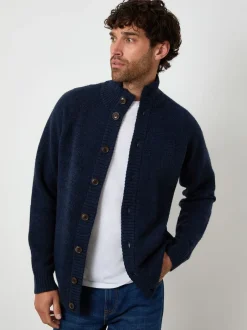 Threadbare marine - Cardigan en maille boutonné à Col cheminée Outlet
