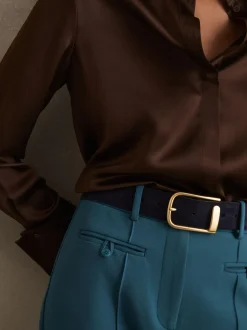 Reiss marine - Ceinture en cuir avec boucle à demi-passant Iyla Online