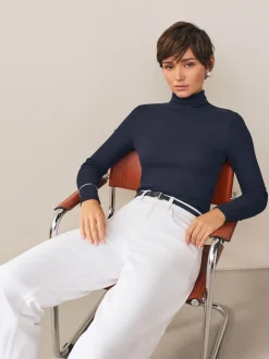 Next - Ceinture fine en cuir marine Clearance