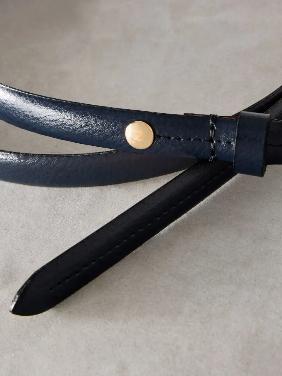 Next marine - Ceinture N. Premium Skinny Made In Italie en Cuir New