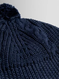 Jojo Maman Bébé - Chapeau côtelé à pom-pom-pom marine Hot