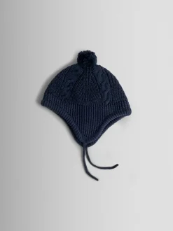 Jojo Maman Bébé - Chapeau côtelé à pom-pom-pom marine Hot