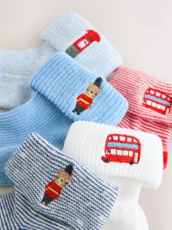Next marine - Chaussettes à roulettes brodées 5 Lot (0mths-2yrs) Best