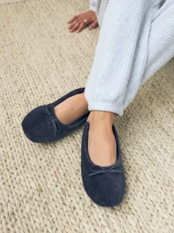 Next marine - Chaussons ballerines en velours Discount