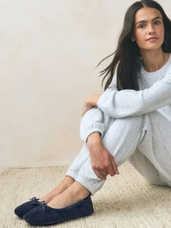 Next marine - Chaussons ballerines en velours Discount