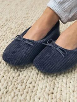 Next marine - Chaussons ballerines en velours Discount