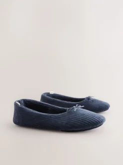 Next marine - Chaussons ballerines en velours Discount