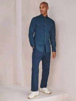 Next marine - Chemise habillée à manches longues en coton extensible