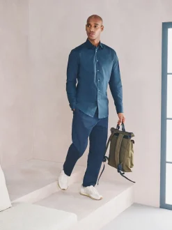 Next marine - Chemise habillée à manches longues en coton extensible