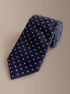Next marine - Cravate Signature en soie à pois Hot