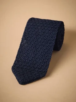 Next marine - Cravate Signature en soie texturée