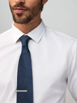 Next - Cravate texturée avec pince à cravate marine Discount