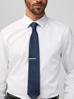 Next - Cravate texturée avec pince à cravate marine Discount