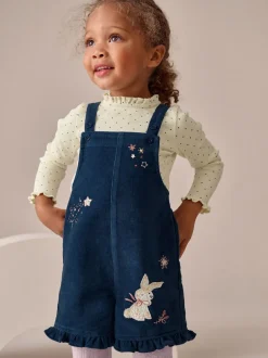 Next marine - Ensemble salopette en velours côtelé lapin et collants (3mois-7ans) Best