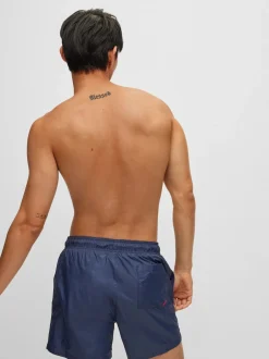 HUGO marine - Short de bain doublé avec logo contrasté Discount