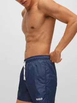 HUGO marine - Short de bain doublé avec logo contrasté Discount