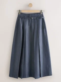 Next marine - Kilt mi-long en denim ceinturé Clearance