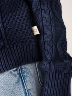 Little Bird by Jools Oliver marine - Cardigan en Coton Torsade Clearance