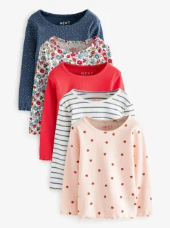 Next marine - Lot de 5 hauts côtelés à manches longues (3mois-7ans)