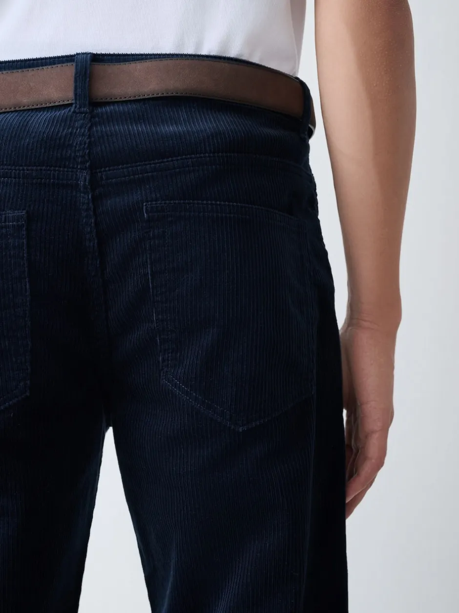 Next marine - Pantalons en velours côtelé ceinturés Best