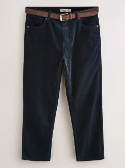 Next marine - Pantalons en velours côtelé ceinturés Best