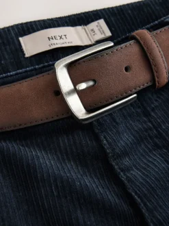 Next marine - Pantalons en velours côtelé ceinturés Best