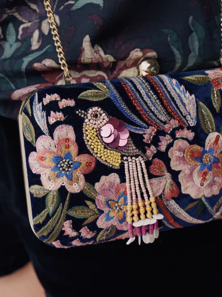 Next marine - Pochette oiseau avec ornements Outlet