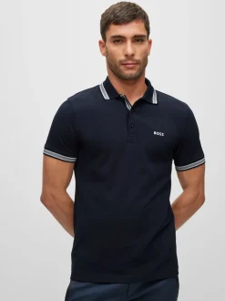 BOSS - Polo Regular Fit Paddy à col à pointe marine