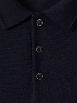 Reiss - Polo Trafford en laine mérinos à manches longues marine Hot