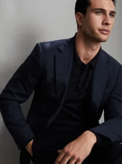 Reiss - Polo Trafford en laine mérinos à manches longues marine Hot