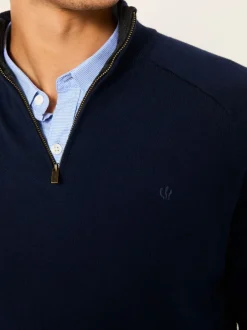 Fat Face marine - Pull FatFace en maille à col zippé Sale