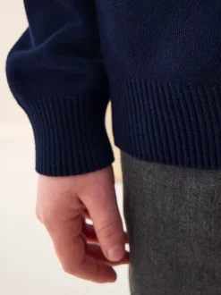 Next marine - Pull scolaire en maille à col rond (3-16ans) Sale