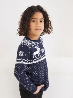 The Little Tailor marine - Pull motif jacquard renne de Noël enfant Best
