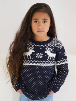 The Little Tailor marine - Pull motif jacquard renne de Noël enfant Best
