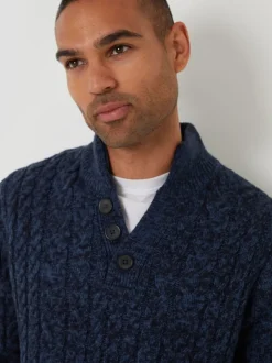 Threadbare marine - Pull en maille torsadée à Col cheminée Hot