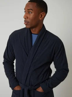 Threadbare marine - Robe de chambre gaufrée en polaire Clearance