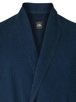 Savile Row Company marine - Robe de chambre gaufrée en coton Outlet