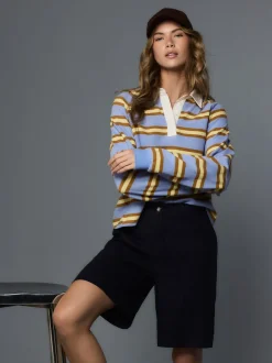 Next marine - Shorts de genou de mélange de lin Hot