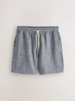 Next marine - Shorts en Lin Mélange à taille élastique New