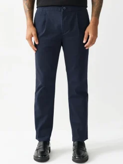 Next marine - Slim Fit (Slim Fit) - Pantalons Chinos extensibles plissés avec taille élastique Clearance