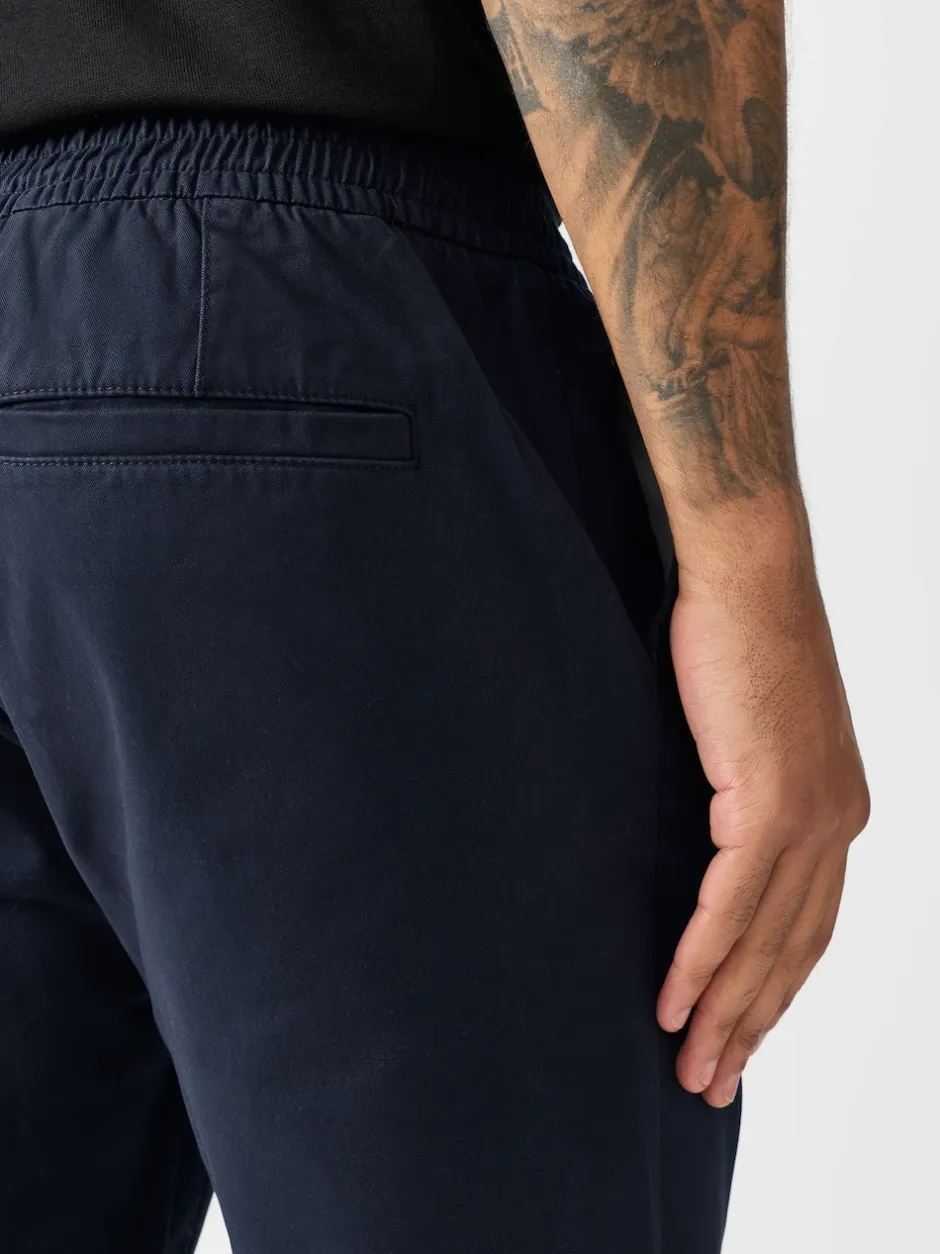 Next marine - Slim Fit (Slim Fit) - Pantalons Chinos extensibles plissés avec taille élastique Clearance