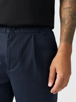 Next marine - Slim Fit (Slim Fit) - Pantalons Chinos extensibles plissés avec taille élastique Clearance