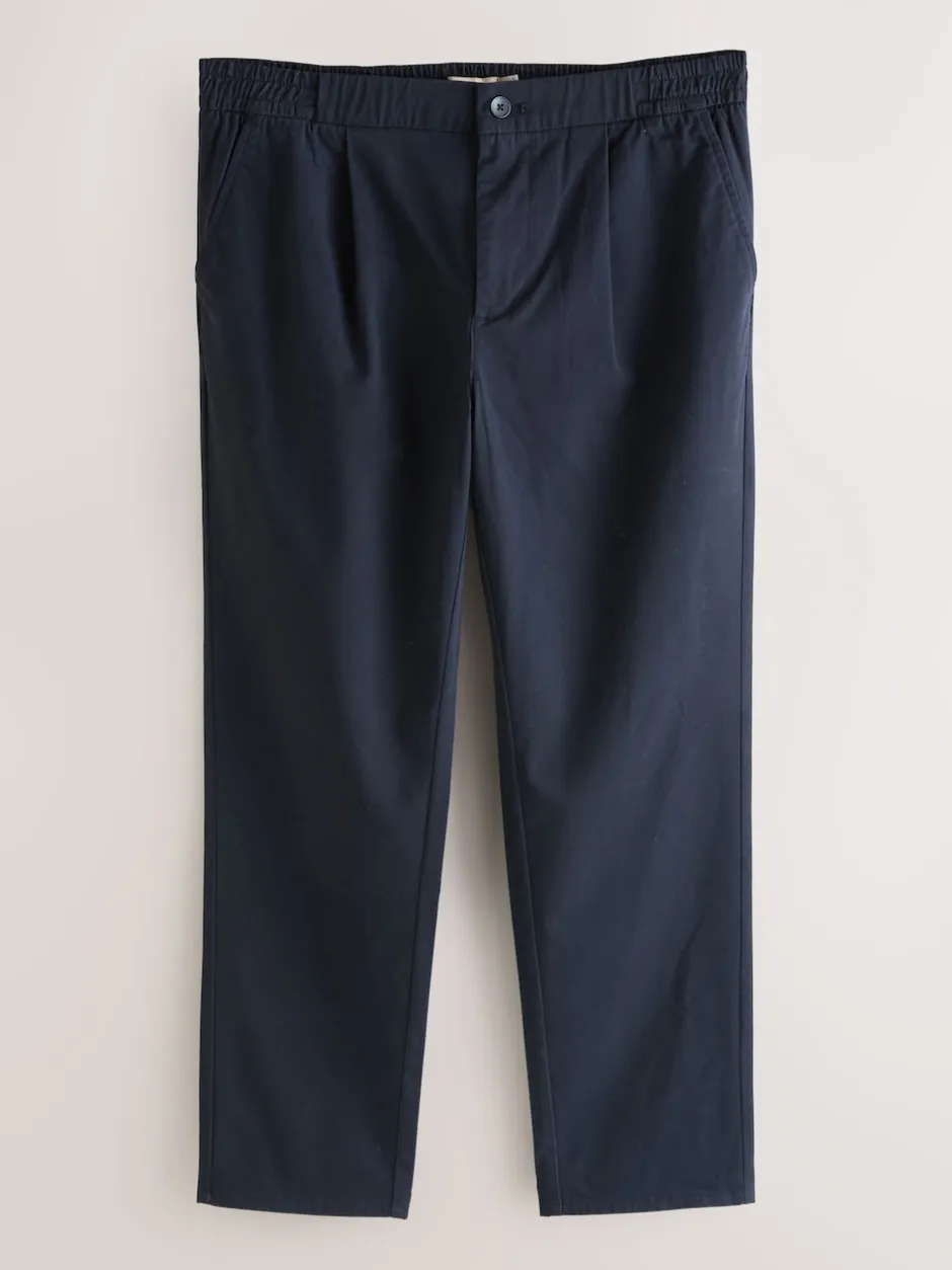 Next marine - Slim Fit (Slim Fit) - Pantalons Chinos extensibles plissés avec taille élastique Clearance