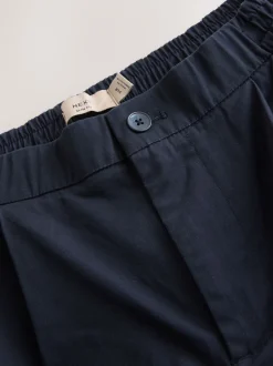 Next marine - Slim Fit (Slim Fit) - Pantalons Chinos extensibles plissés avec taille élastique Clearance