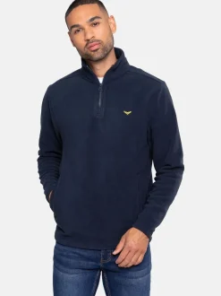 Threadbare marine - Sweat en polaire quart zippé