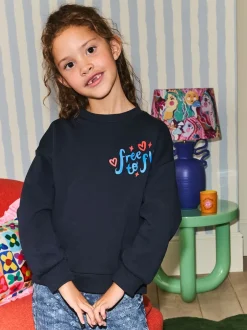 Eleanor Bowmer marine - Sweat-shirt graphique oversize à col rond