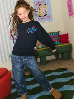 Eleanor Bowmer marine - Sweat-shirt graphique oversize à col rond