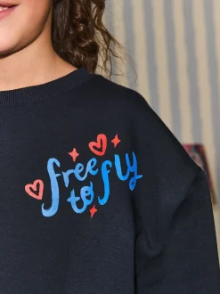 Eleanor Bowmer marine - Sweat-shirt graphique oversize à col rond