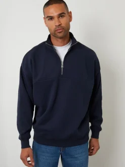 Threadbare marine - Sweat-shirt décontracté à demi-fermeture éclair Clearance