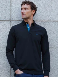 Savile Row Company marine - The Polo classique à manches longues en coton piqué Best